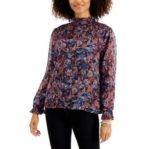 Willow Drive Printed Ruffle-Trim Top Size Large NWT